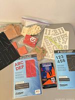 Overview of all stencil items on table