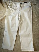 Front view of white Talbots Percy crop pant size 2P with tags attached
