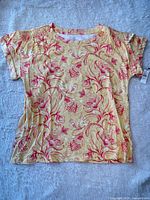 Front view of Talbots floral shirt showing overall design and colors