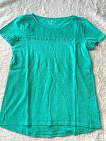Front view of green Talbots shirt showing pintuck yoke detail