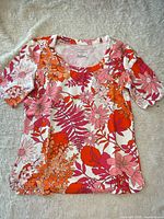 Front view of floral Talbots Petite shirt