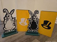 Front view of both rabbit plaques and both cover boxes