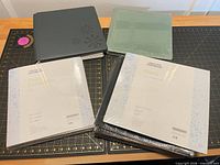 Lot overview showing two album covers and multiple sealed packs of pages and protectors