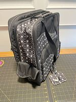 Front and side view of tote showing pattern and structure