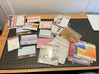 Overview of all packs spread on cutting mat