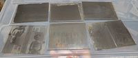 All six glass plate negatives laid out
