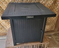 Front and top view of TackLife square metal fire pit