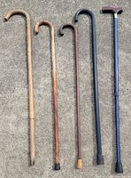 Full view of all five canes side by side