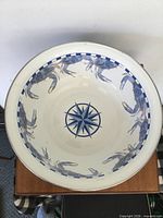 Top view showing entire crab and compass rose design
