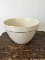 Side view of white ceramic pudding bowl