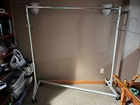 full view of assembled garment rack frame