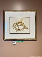 Full view of framed print on wall