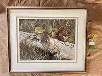 Full view of framed print showing squirrel image, mat and frame