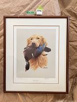 Full view of framed retriever and duck limited-edition print