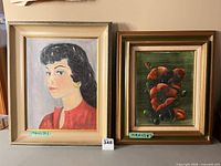 Overall view of both framed paintings side by side