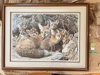 Front view showing entire framed fox print