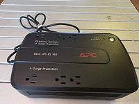 Top view showing APC Back-UPS ES 350 label and outlet layout
