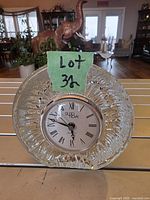 front view of round cut crystal clock