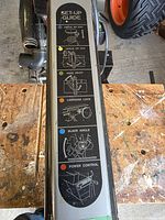 Close-up of radial arm setup guide decal