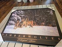 Front view showing wolves photo and caption