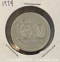 Reverse side showing WINNIPEG 100 design and dates