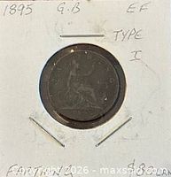 Farthing in 2x2 holder with handwritten details
