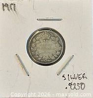 Reverse of 1917 Canadian 10¢ showing crown and wreath