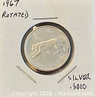 Reverse showing bobcat design and date CANADA 1867-1967