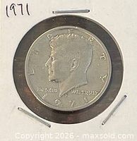 Obverse view showing 1971 date and JFK portrait