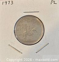 Full view of coin in holder with year marked on flip