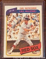 Front of 1980 Topps Carl Yastrzemski card in protective holder