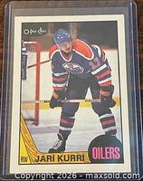 Front of 1987-88 O-Pee-Chee Jari Kurri card in sleeve
