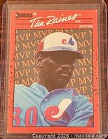 Front of Tim Raines 1990 Donruss BC-7 MVP Bonus card in sleeve