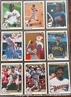 Fronts of all nine Upper Deck baseball cards