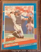 Front of Gary Carter Donruss Highlights card showing action image and border design