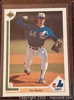 Front of Tim Burke Upper Deck card in sleeve