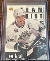 Front of Luc Robitaille Upper Deck card in sleeve