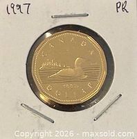 Reverse of 1997 Canadian proof dollar showing loon design