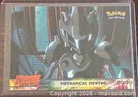Front of Mechanical Mewtwo card showing artwork and holo border