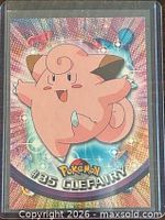 Front of Clefairy card in sleeve showing holographic foil design and number 35