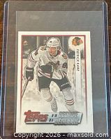 front view of Patrick Kane Topps sticker card in sleeve
