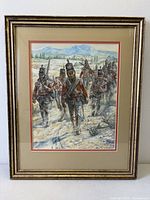 Full view of framed painting showing artwork, matting and frame