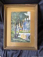 Full view of framed watercolour painting