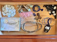 Drawer view showing full assortment of jewelry pieces
