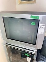 Full view of Sanyo CRT TV showing screen and cabinet