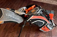 Top view of stand bag showing club arrangement and headcover