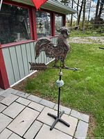 Full assembled view of rooster weathervane on base