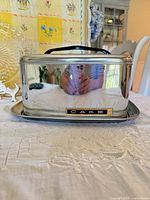 Chrome Lincoln Beautyware cake carrier with base and lid