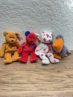 All four Beanie Babies side-by-side