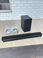 Soundbar, subwoofer, cables overview